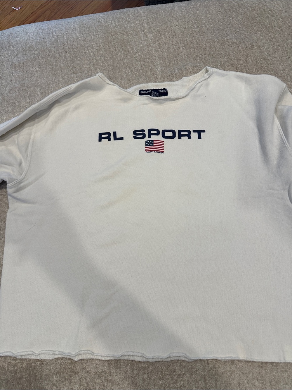 Ralph Lauren White RL Sport Crewneck Tee with Navy Logo